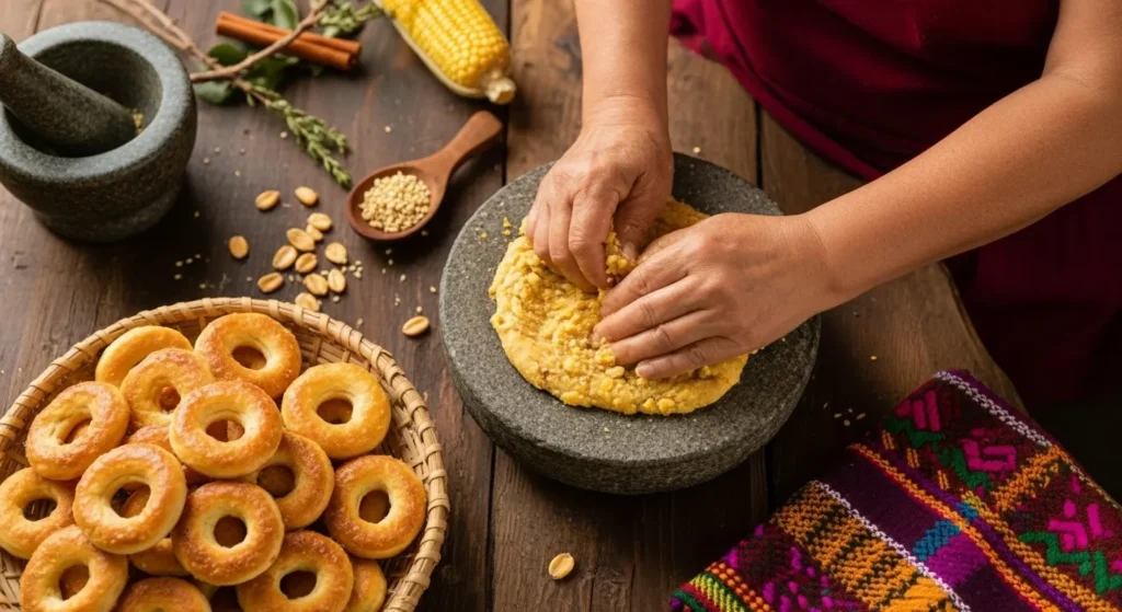 amasando mezcla para rosquillas