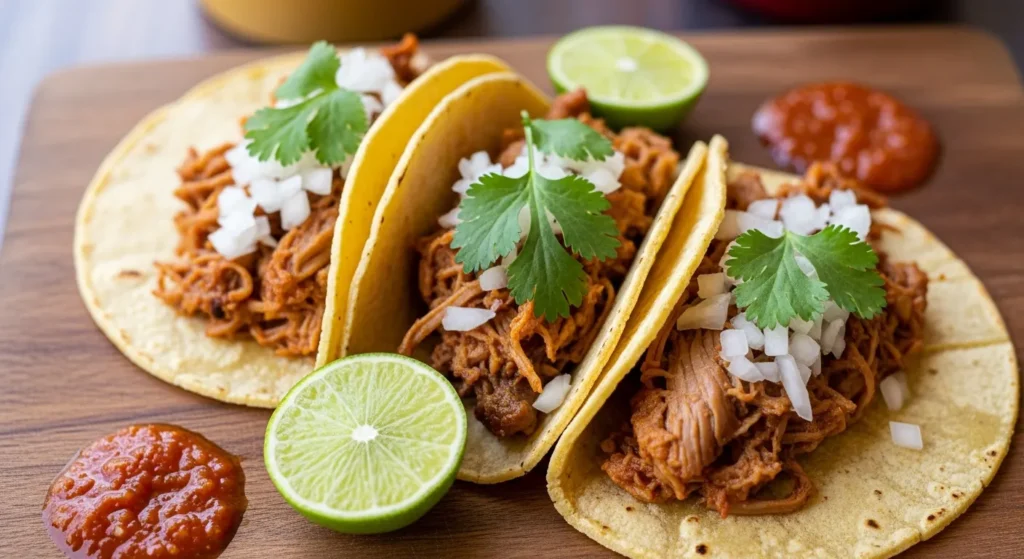 Tacos mexicanos con auténticas tortillas de maíz nixtamalizado, una opción deliciosa y baja en grasa.
